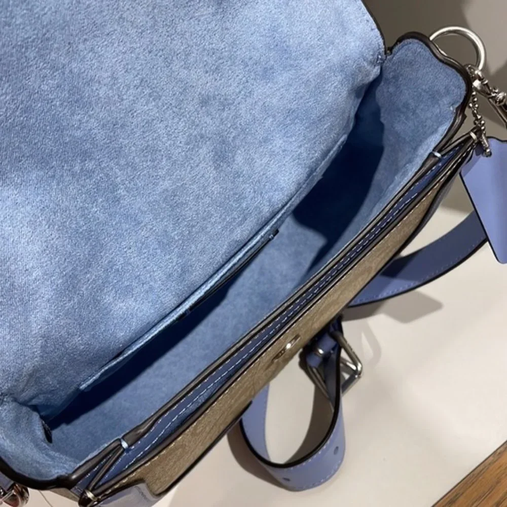 Coach Georgie Saddle Bag In Signature Canvas Light Khaki / Marble Blue - Picture 11 of 16
